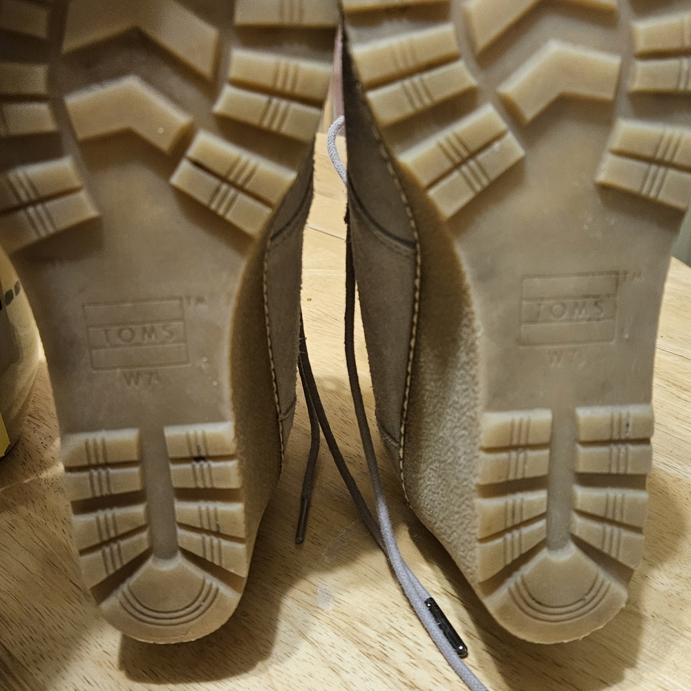 Toms Light Gray Suede Wedge Booties - Picture 3 of 3